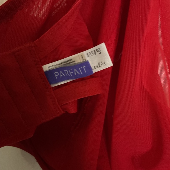 Parfait Double Mesh Lined Plunge Bra Red Underwire Semi Sheer - Picture 8 of 9